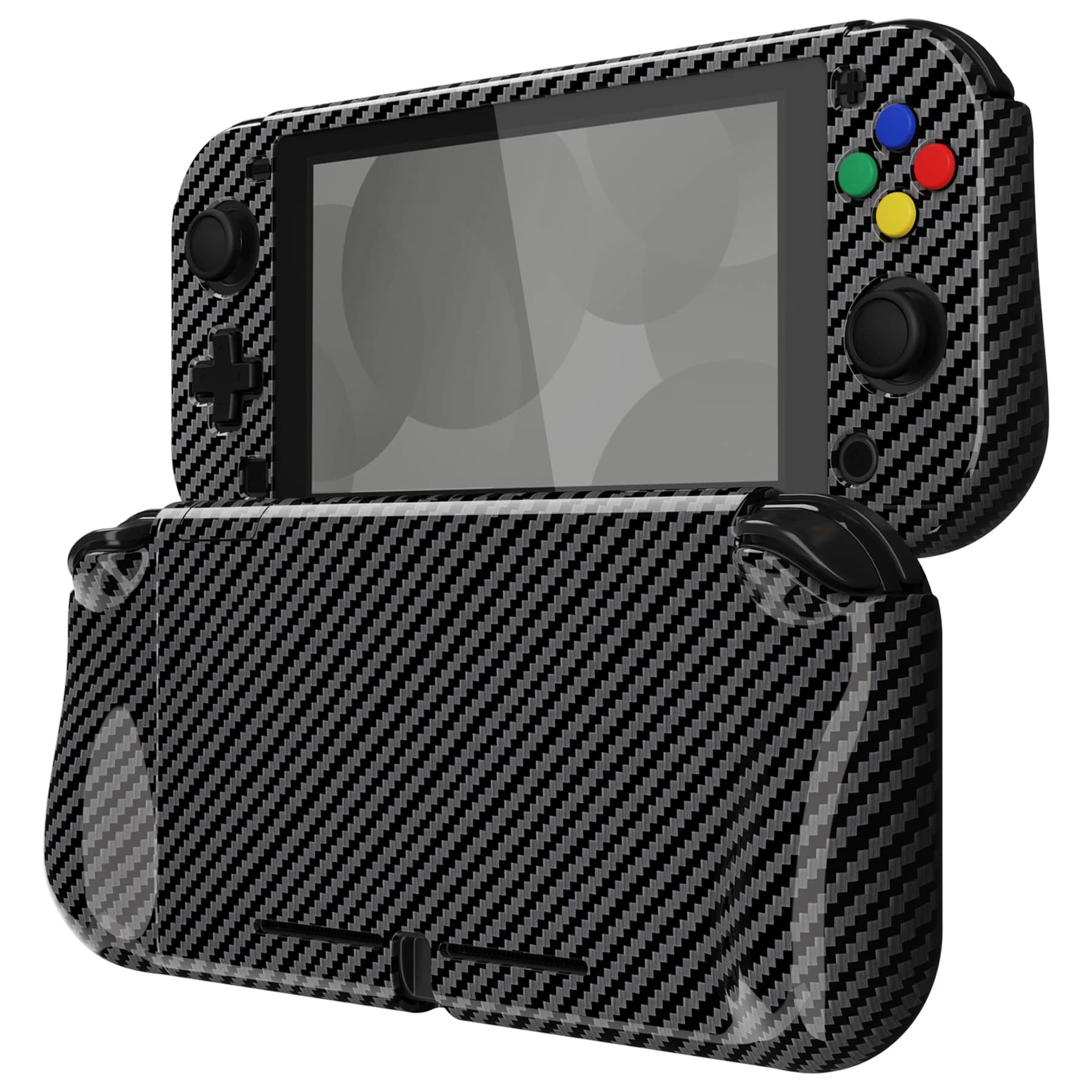 PlayVital ZealProtect custodia protettiva ergonomica Shell per Nintendo Switch Lite con protezione dello schermo-fibra di carbonio grafite