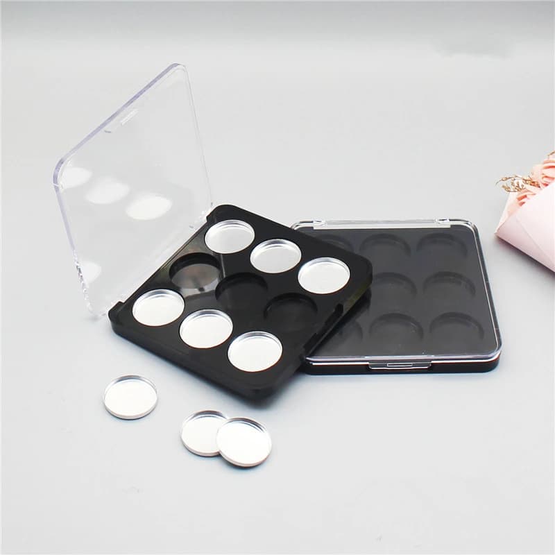 50pcs DIY Makeup Box 9 Black Grid Empty Cosmetic Shade Shade Lipstick Glitter Makeup Dispensing Box