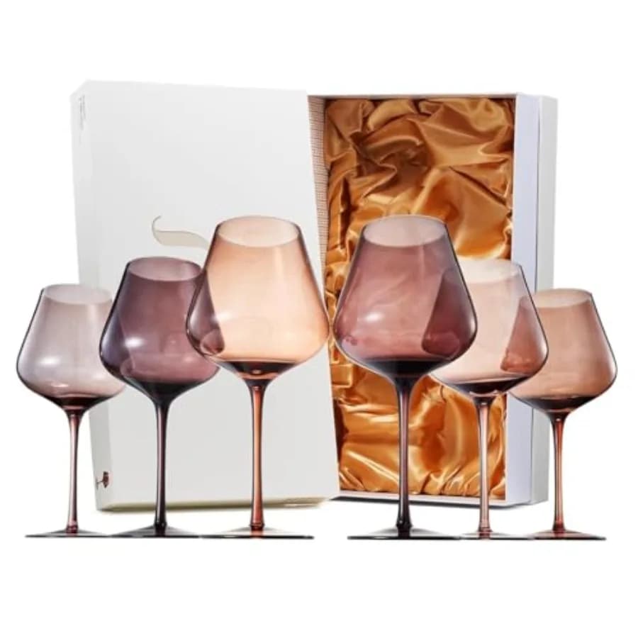 Set di Bicchieri da Vino, Set di 6 Bicchieri da 20oz Color Marrone Melanina per Lei, Mamma, Moglie, Fidanzata, Celebrazioni Speciali Colore D
