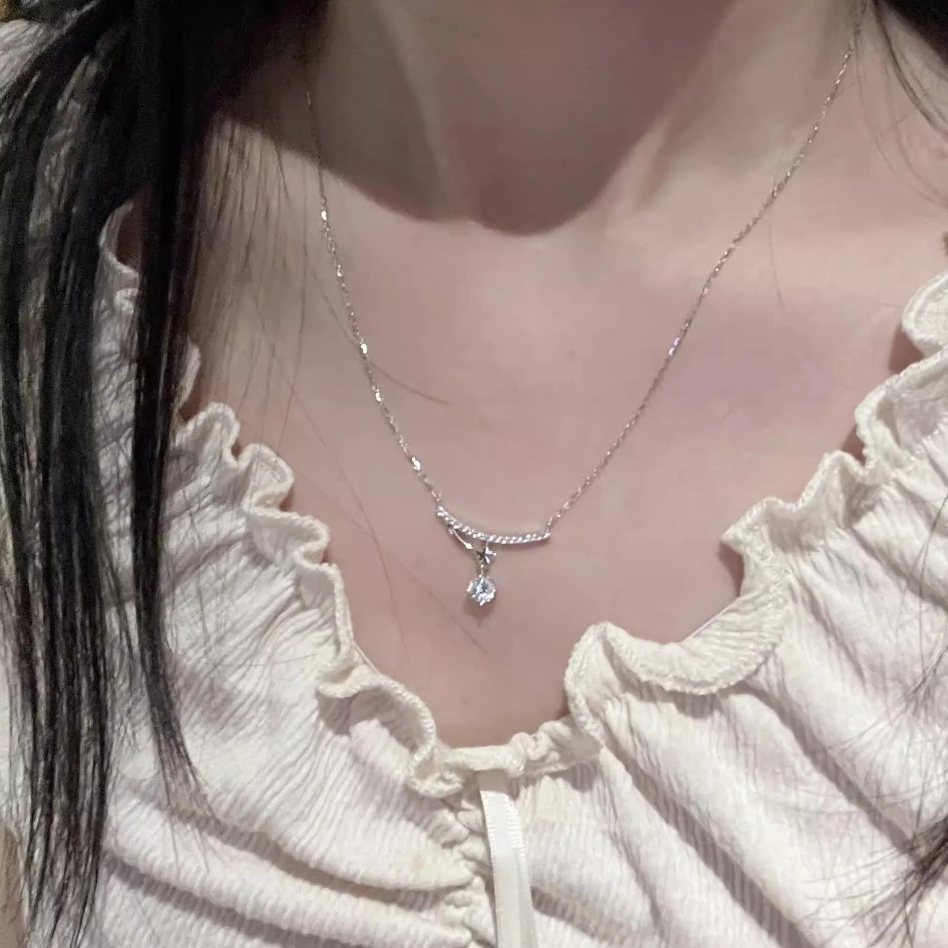 Silver Star‑Track Knot Necklace, Unique‑Designed, Simple, Sweet, High‑End, Versatile, Elegant, Light‑Luxury Clavicle Chain for Women 2026