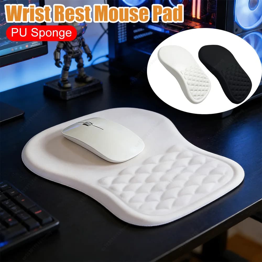 Tappetino per mouse inclinato con poggiapolsi, antiscivolo, con massaggio e supporto ergonomico, resistente all'usura, confortevole, per ufficio e casa