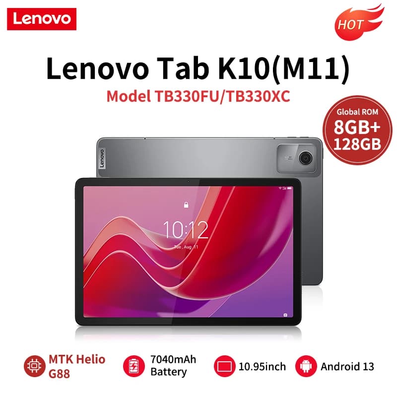 Lenovo Tab K10 M11 8GB 128GB WIFI LTE MTK Helio G88 ROM Globale Android 13 Tablet 11'' Display 90Hz GPS PAD Batteria 7040mAh
