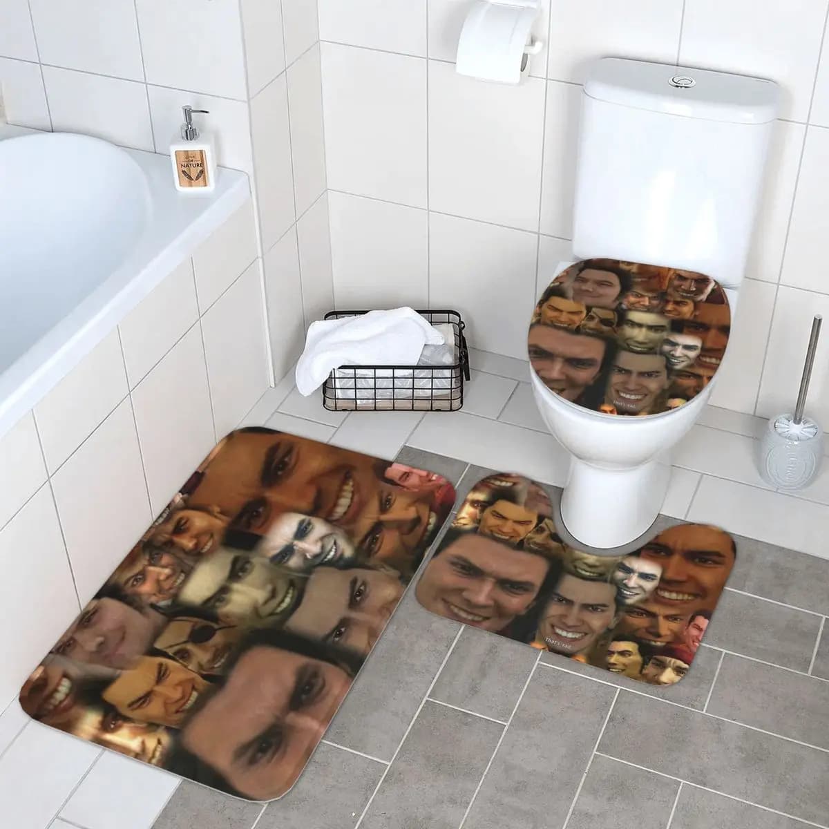 Happy Kazuma Kiryu 3 pezzi tappetino da bagno set da bagno coperchio WC copertura decorazioni per la casa tappeto antiscivolo