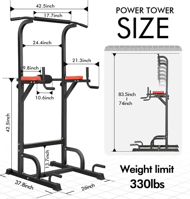 Power Tower Multifunzione Regolabile con Barra per Trazioni e Rack per Squat, Attrezzatura per Palestra Domestica - Promozione Vendite