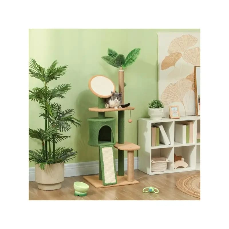 Condo per gatti con torre per gatti da interni: tiragraffi e casetta da gioco con design multilivello e morbidi grucce in peluche