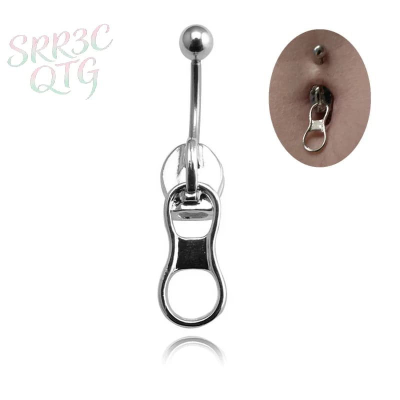 Anelli per ombelico Hot Punk in acciaio inossidabile, anello per ombelico creativo a forma di cerniera per donne e ragazze, gioielli per piercing, regali.