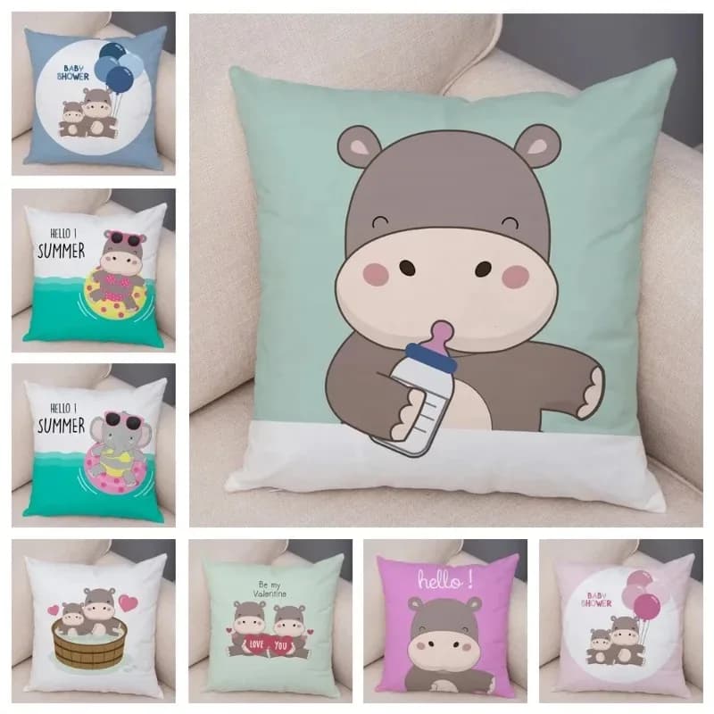 Fodera per cuscino decorativa con stampa animalier della famiglia di elefanti Fodera per cuscino quadrata per divano per auto