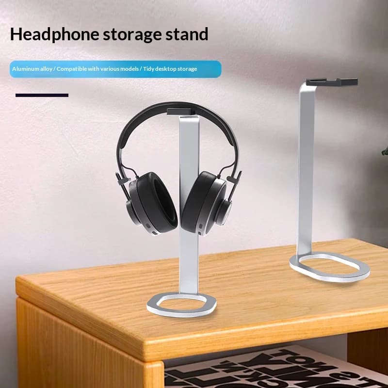 Aluminum Alloy Headphone Stand Holder with Anti-Slip Base, Universal Headset Storage Rack for Desk