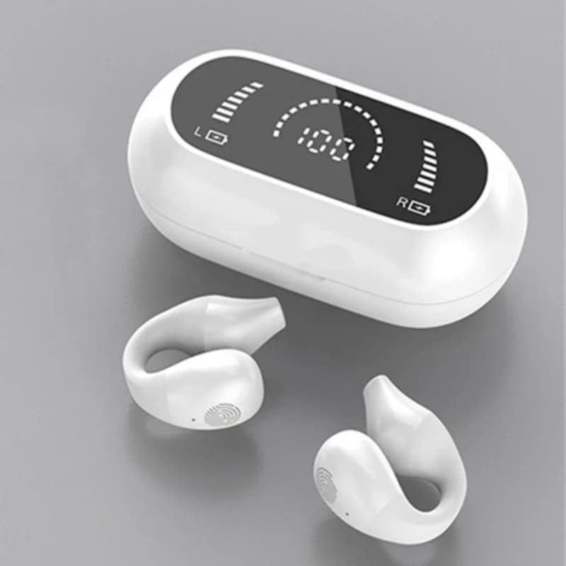 Auricolari Bluetooth Wireless S03 con Display di Carica, Cuffie per iPhone con Audio HD, Auricolari Clip-on per Sport e Musica con Microfono