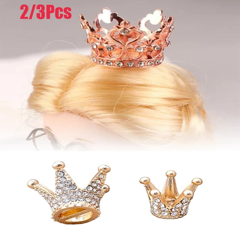 2/3 pezzi casa delle bambole in miniatura oro mini lega corona strass principessa corona piccola tiara modello giocattoli accessori per casa delle bambole