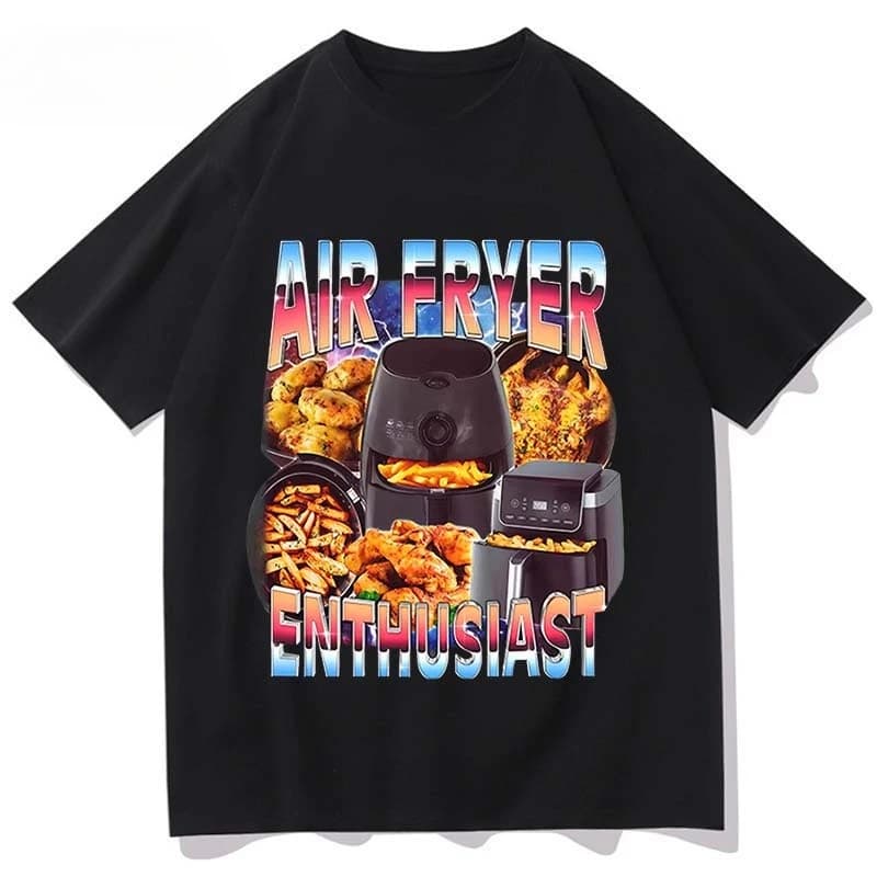 Printed cotton t-shirt with Air Fryer pattern - New summer style 2026, suitable for both men and women, fashionable and casual clothing