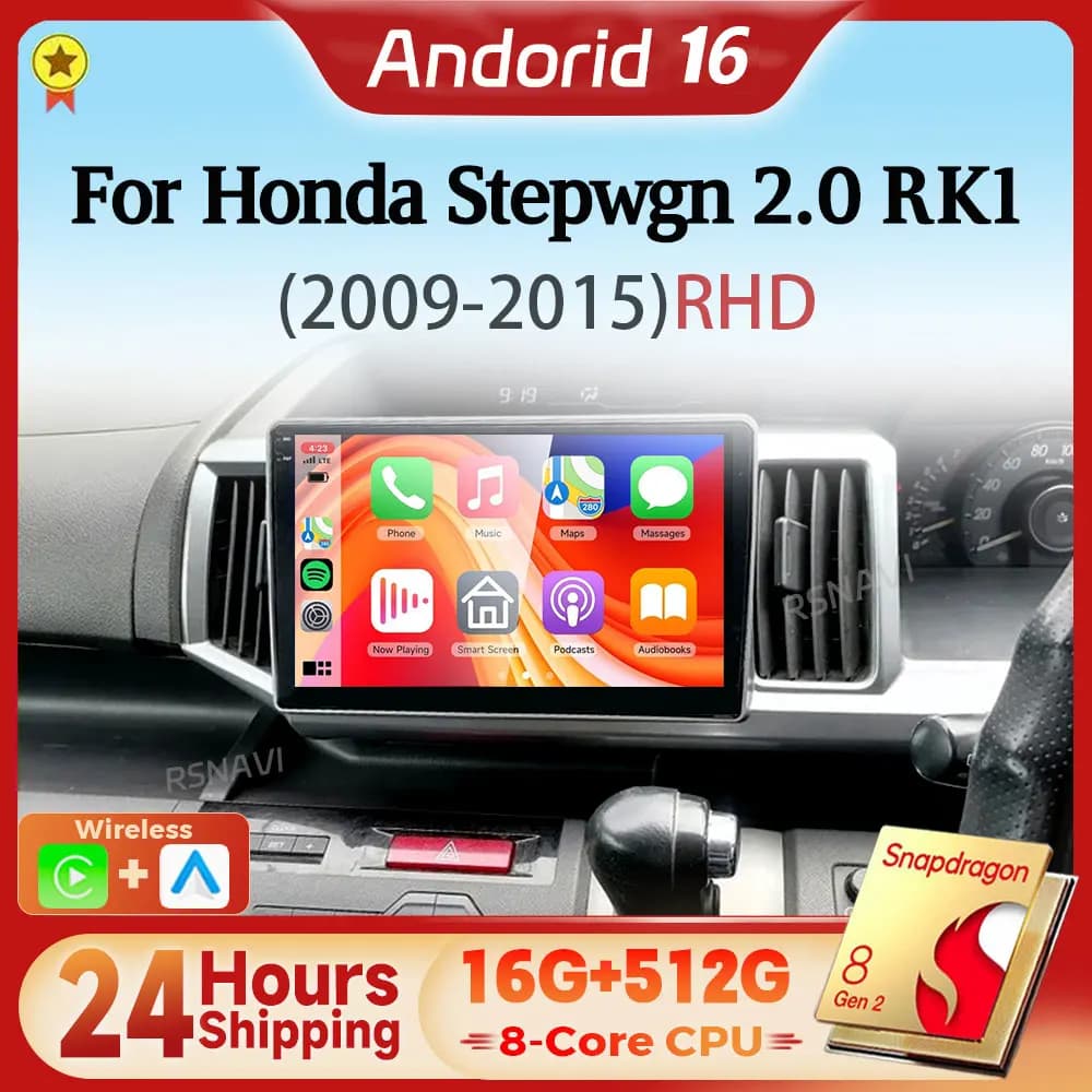 Android 16 Qualcomm Carplay Auto 2K Screen DSP Car Radio Multimedia Player For Honda STEPWGN 2009 - 2015 Autoradio Stereo 2din