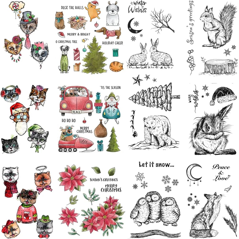 Simpatici animali invernali Volpe Alce Gatto Timbro e fustelle Timbri decorativi natalizi per la creazione di cartoline di carta decorative per scrapbooking