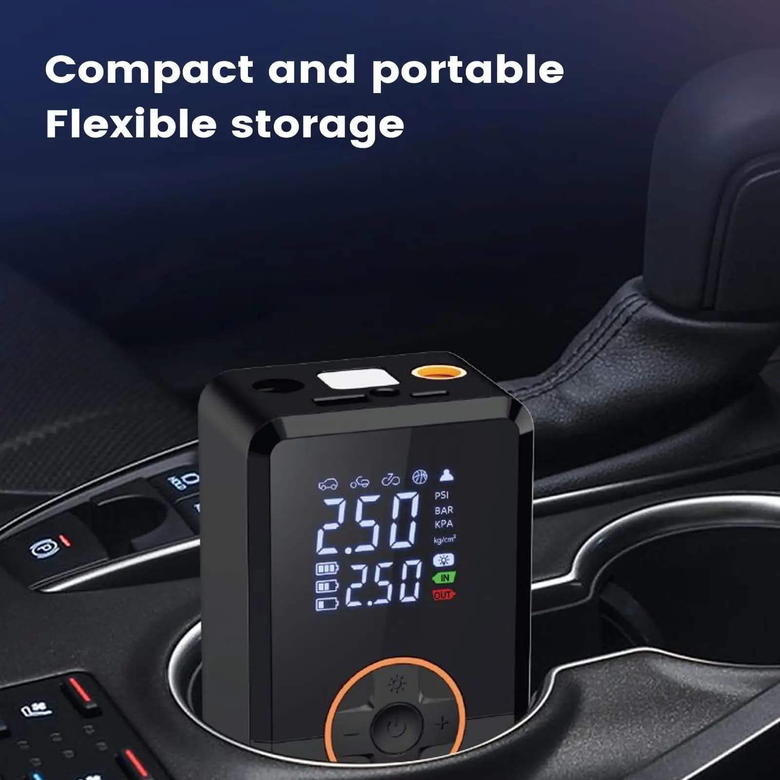 Compressore elettrico per pompa d'aria 130 PSI Gonfiatore per pneumatici con compressore d'aria intelligente a LED per auto bici auto camion strada all'aperto