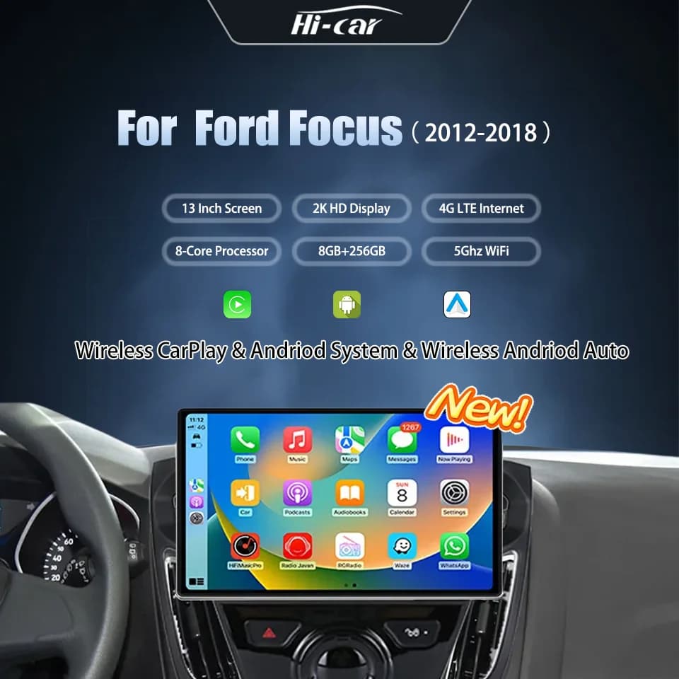 2 Din 4G LTE + WIFI 13" inch Car Radio For Ford Focus 2012-2018 DSP RDS GPS Wireless Carplay & Android Auto Multimedia Stereo