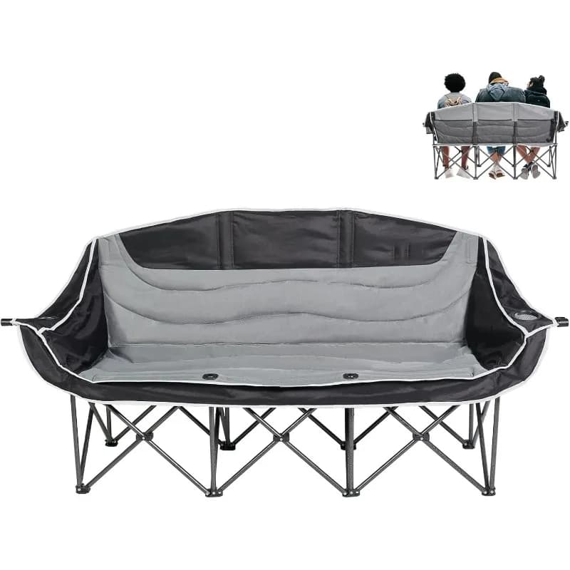 【Best-seller】Sedia da campeggio doppia oversize, sedie da campeggio pieghevoli per esterni per 2-3 persone con portabicchieri e portabicchieri da vino