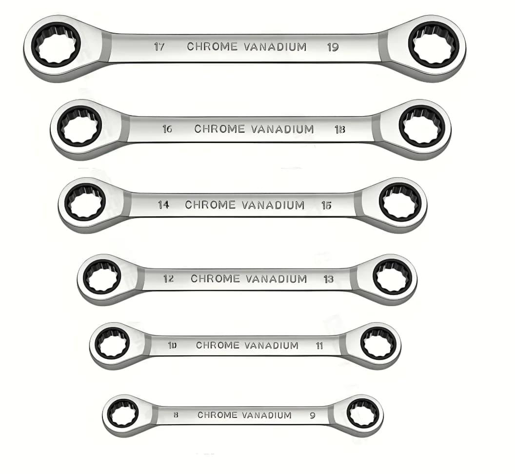 1 Piece Double-Head Ring Ratchet Wrench Set Chrome Vanadium Steel Ratchet Spanner Auto Repair Tool for Mechanical Work