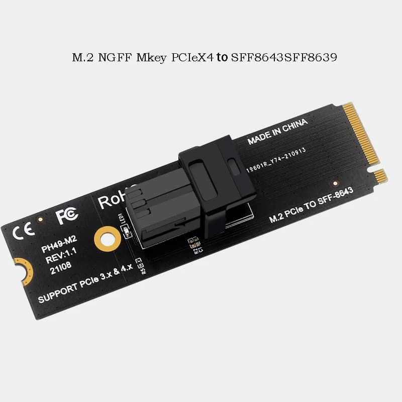 Chiave M.2 NGFF M PCIe X4 X8 x16 a SFF8643 SFF8639 Scheda di conversione Estendi Adattatore PH49-M2 2280 PCIE 4.0 3.0 Dongle di trasferimento dati SSD