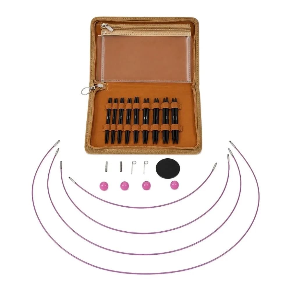 3mm to 6mm Interchangeable Knitting Needle Set 18 Sizes Smooth Surface Circular Knitting Needle Set Ergonomic Handle