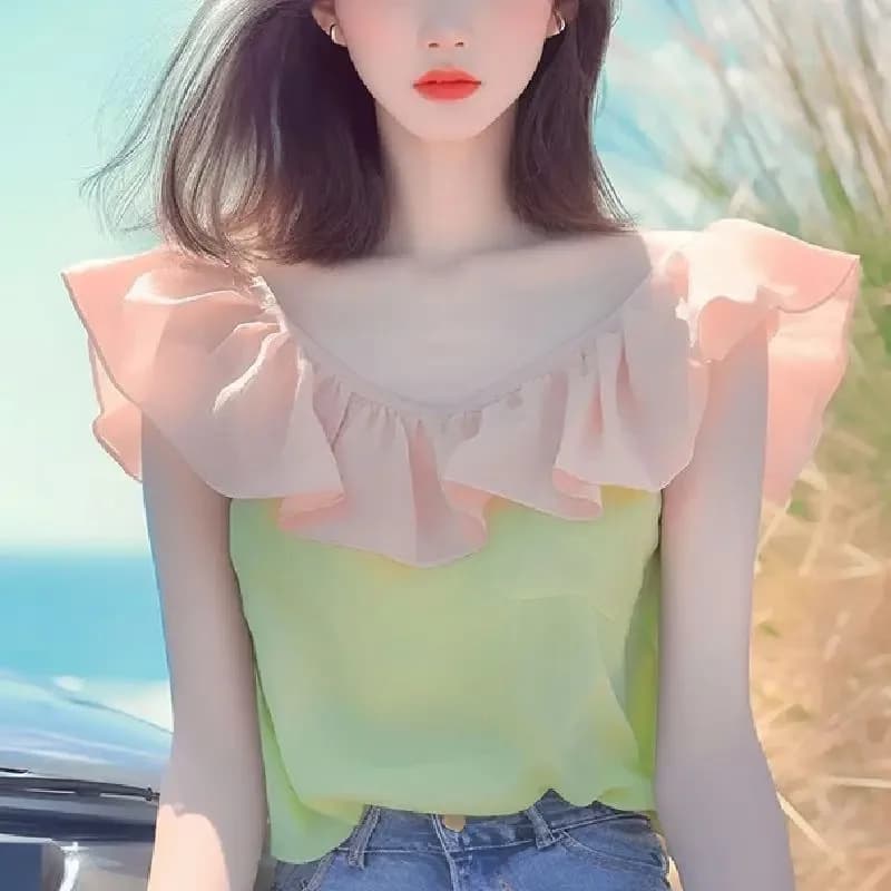Nuova Camicia Rossa con Volant Stile Francese Unico e Bellissimo per l'Estate 2026