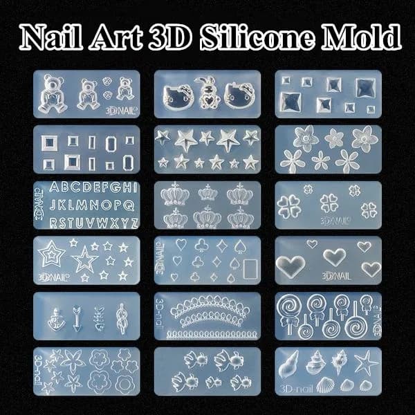 M001-M154 Stampo acrilico 3D per decorazioni Nail Art Stampi in silicone Design fai da te Silicone Nail Art manicure Unghie artistiche