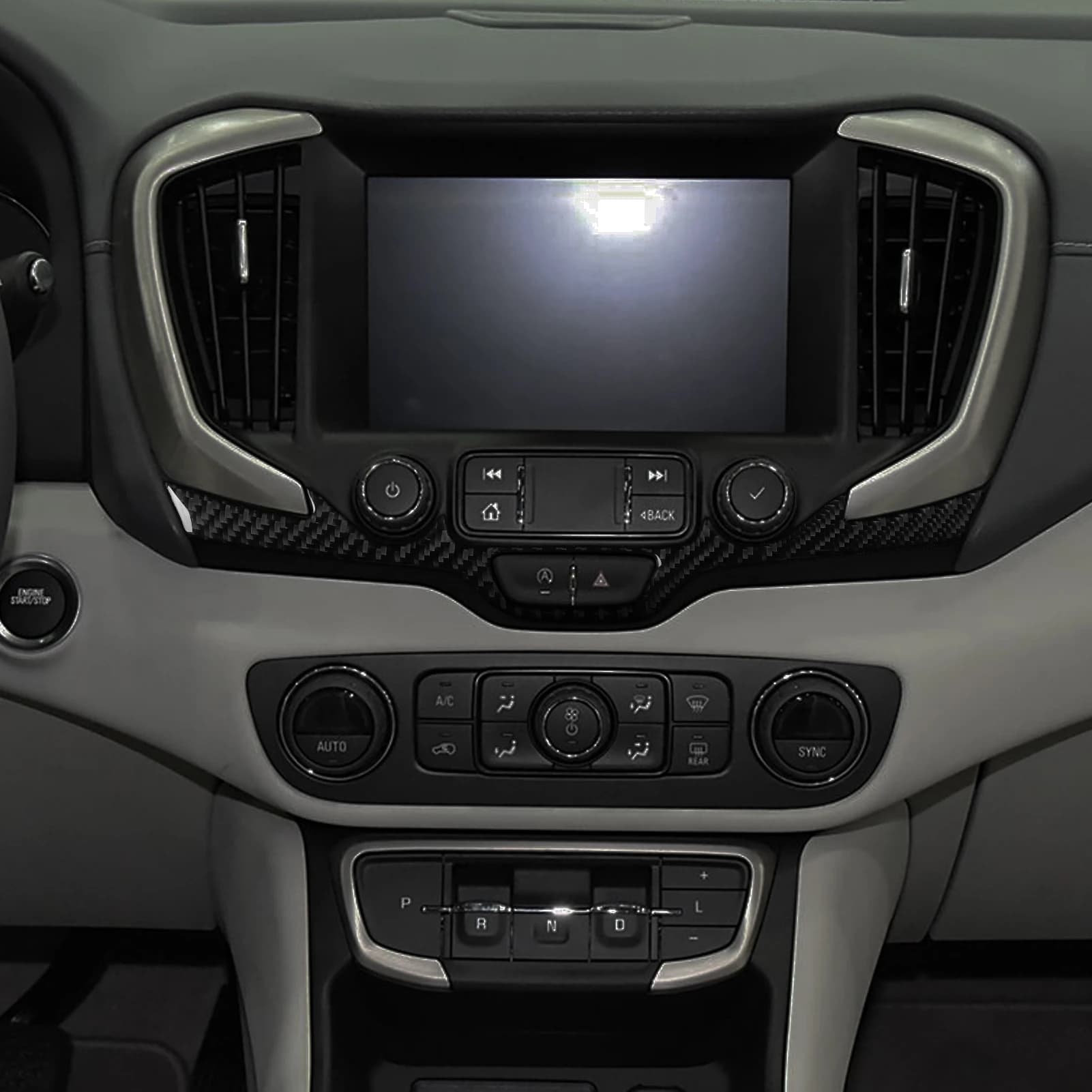 Per GMC Terrain 2018-2023, Copertura in Fibra di Carbonio per Pannello Interruttori Luci di Emergenza, Accessori Interni Auto, Adesivo