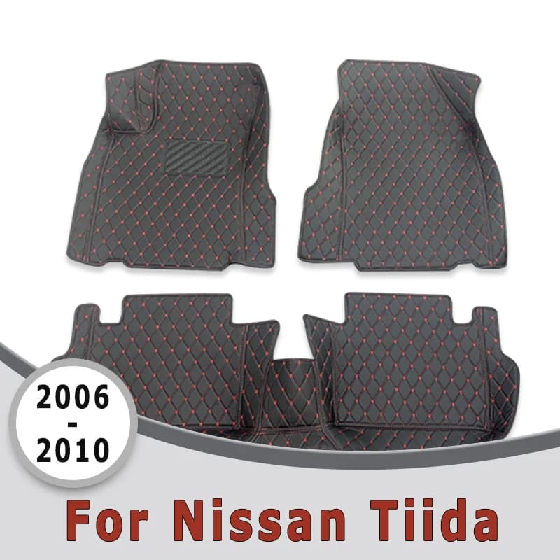 Car Floor Mat Trunk Mat For Nissan Tiida 2006 2007 2008 2009 2010 Leather Trunk Carpet Auto Interior Accessories