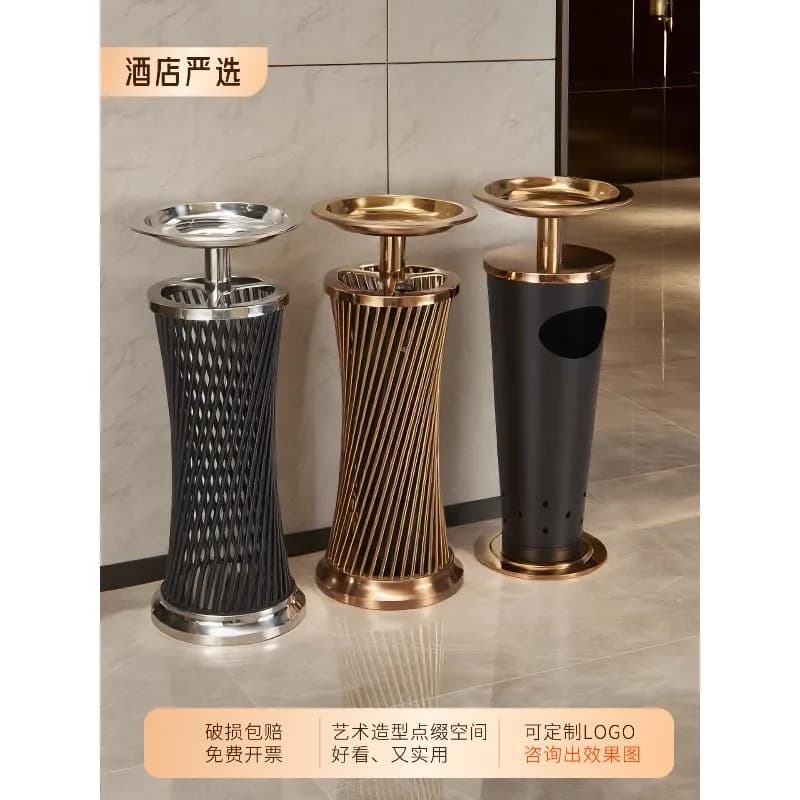 Ash bin Hotel trash can Commercial lobby Vertical stainless steel ashtray KTV hall corridor Special high-grade