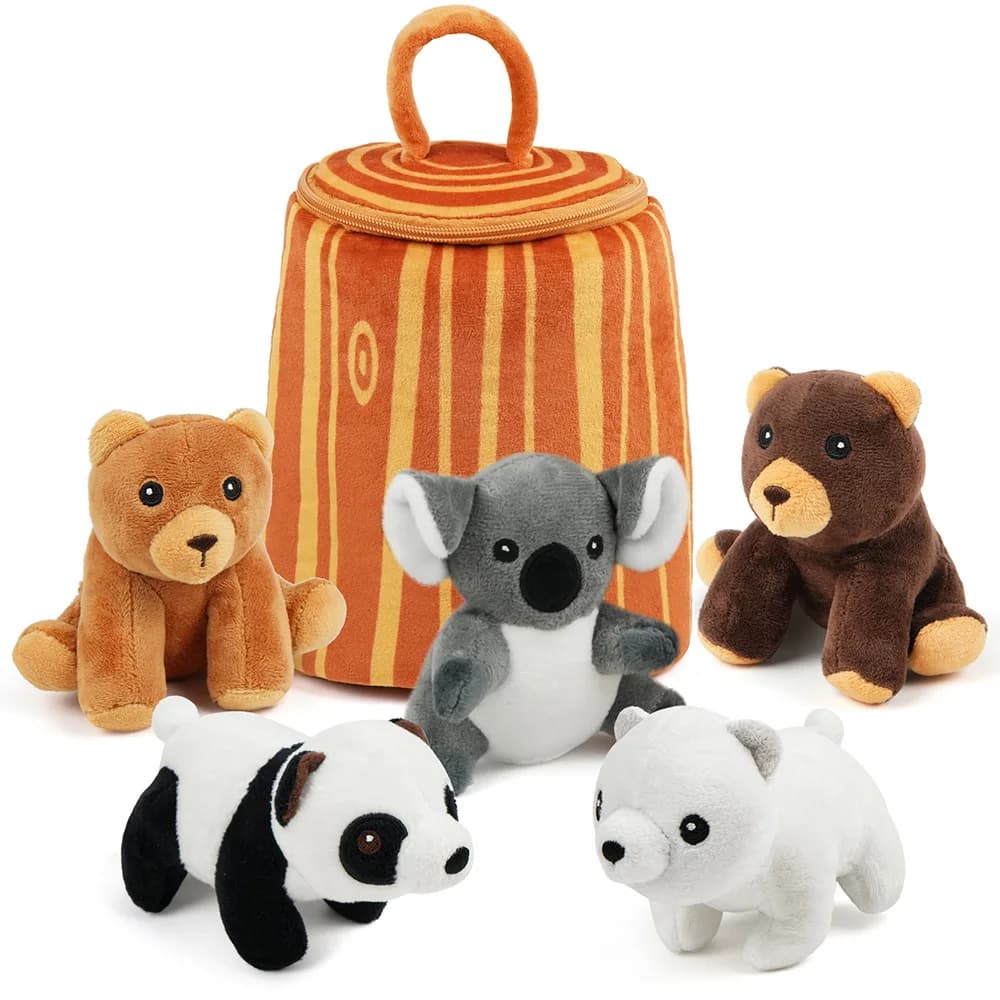 Animali di peluche, 5 piccoli animali della foresta, peluche per bambini piccoli, orsi, panda, koala, orso polare, regali di compleanno di Natale