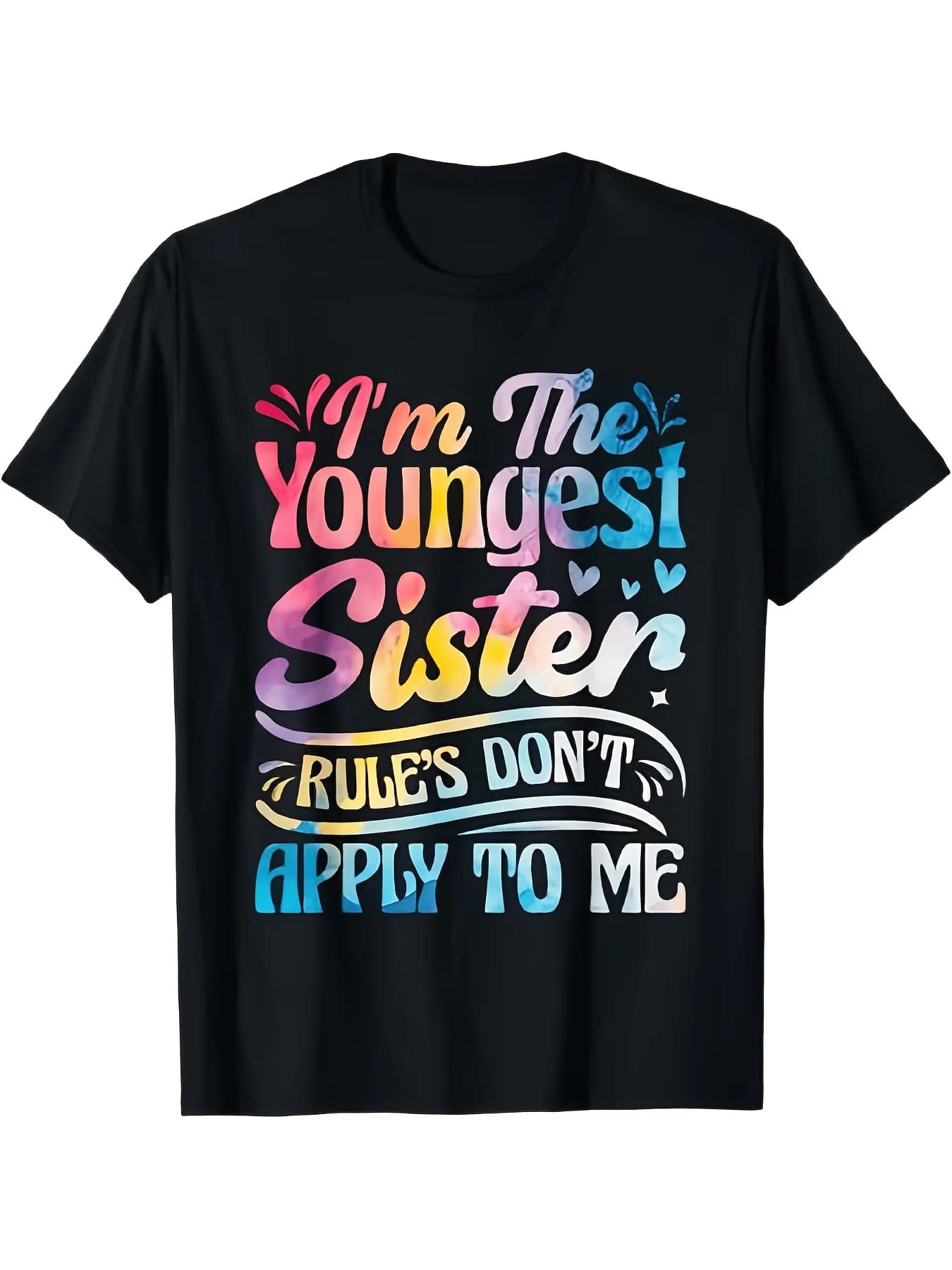 The younger sister does not respect the rules. Funny T-shirt with brother and sister pattern. Black for women and men