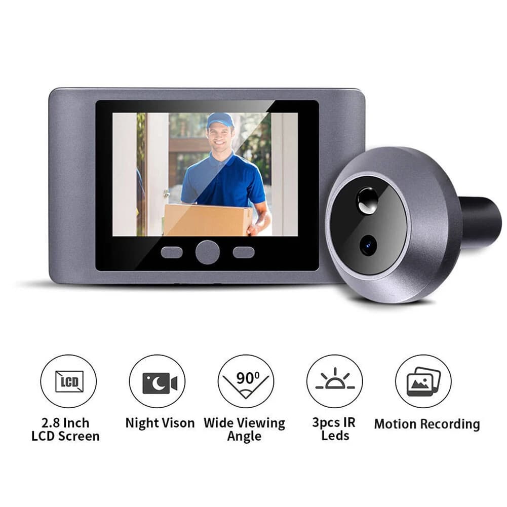 Mini spioncino Smart Wireless Door Viewer Telecamera PIR Motion Detection Smart Spioncino Videocitofono Campanello da 2,8 pollici Telecamera per porta