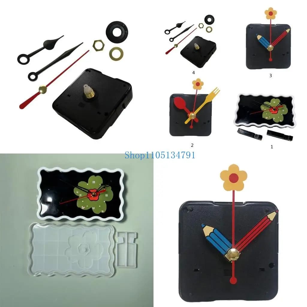 Versatile Silicone Stamp for Fai-da-Te Watches, Pendulums, Wall Decorations, Epoxy Resin Stamp with Hands for Crafts and Jewelry Creations
