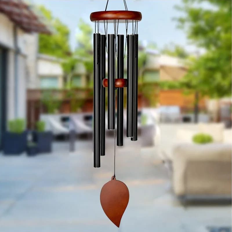 26 inch Wooden Metal Wind Chime Garden Patio Home Indoor Outdoor Decorative Modern Music Wind Bells Gift for Friend Lover Spouse