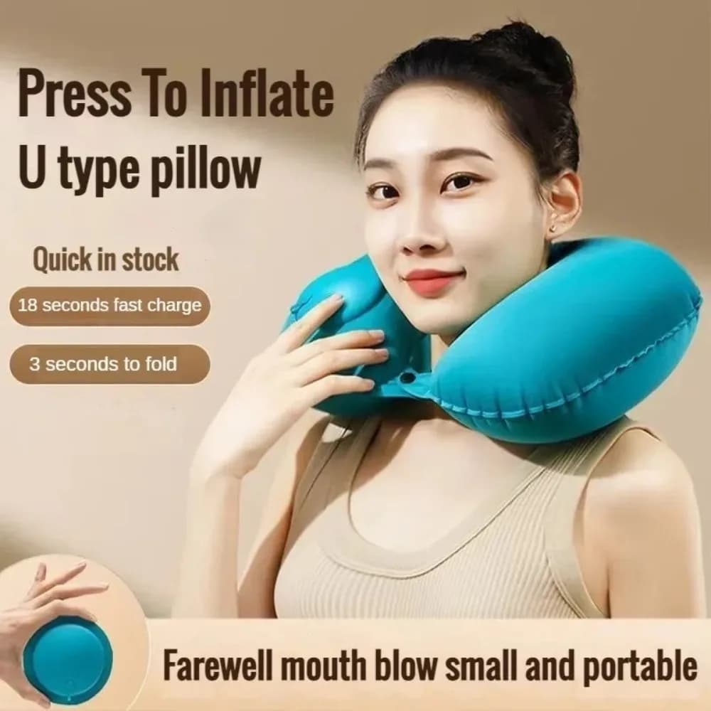 Outdoor Travel U-shaped Pillow Neck Protection Press Inflatable Neck Protection Travel Portable Travel Camping Picnic Pillow