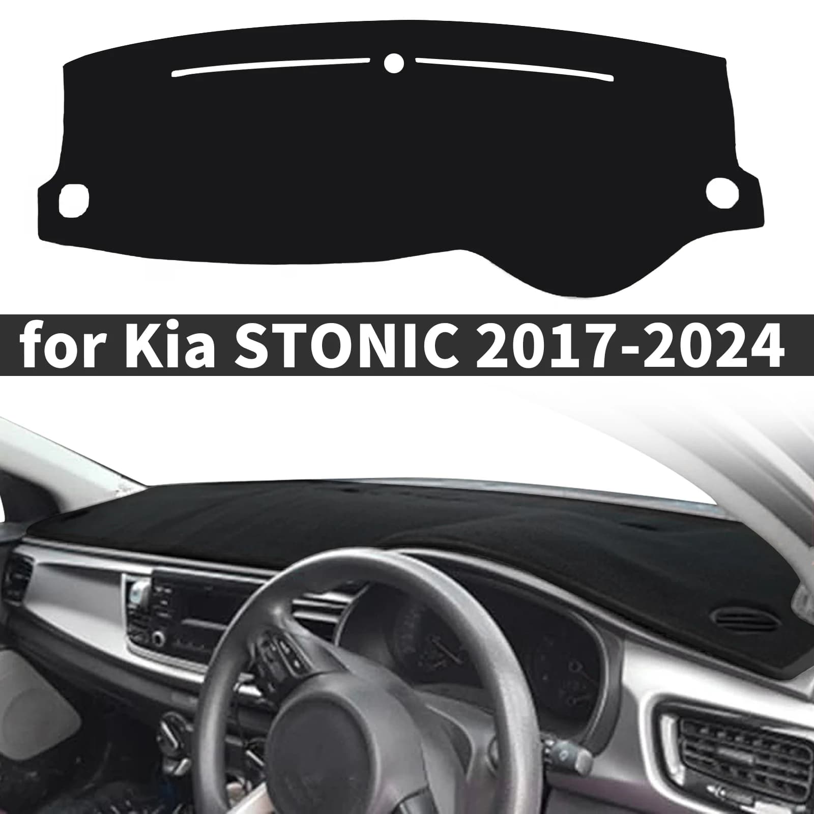 for Kia STONIC 2017 2018-2024 Car Dashboard Cover Dashmat Sunshade Anti‑Slip Anti‑UV Dash Mat Cover Interior Accessories