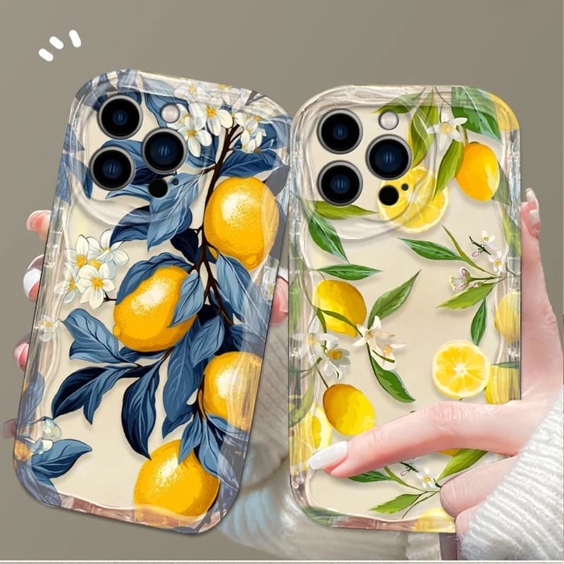 Summer Fruit Lemon Flower 3D Clear Case For iPhone 16 16E 15 14 13 12 11 Pro Max X XS X S Max XR SE 2020 SE4 7 8 Silicone Cover