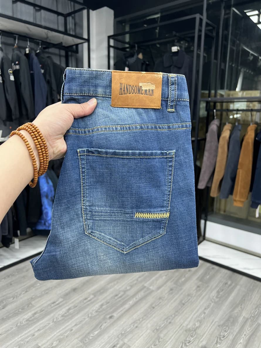 Jeans Slim Fit da Uomo Lavaggio Acqua Nuova Collezione Primavera Casual in Misto Cotone Poliestere Traspirante Comodo Elasticizzato