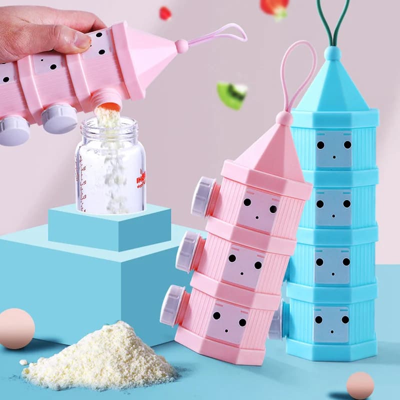 3/4 strati contenitore per alimenti per bambini portatile scatola per Snack per bambini lato aperto simpatico Dispenser per latte in polvere per bambini scatola per cereali