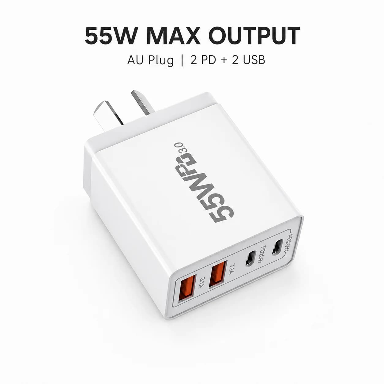 55W 65W AU Plug USB C Fast Charger PD Quick Charge Wall Adapter Type C Power Charger for iPhone Samsung Xiaomi Redmi Smartphone