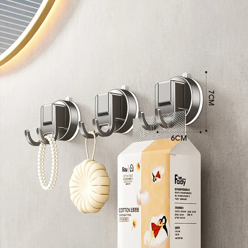 Dual Prong Suction Cup Towel Hook, No Drill Removable Wall Hanger, Waterproof & Rust-Resistant Bathroom Organizer, Heavy-Duty Grip, Dual Hooks for Hanging Towels, Loofahs, Sponges & Kitchen Utensils, Ideal for Shower, RV, No Residue, Easy to Install