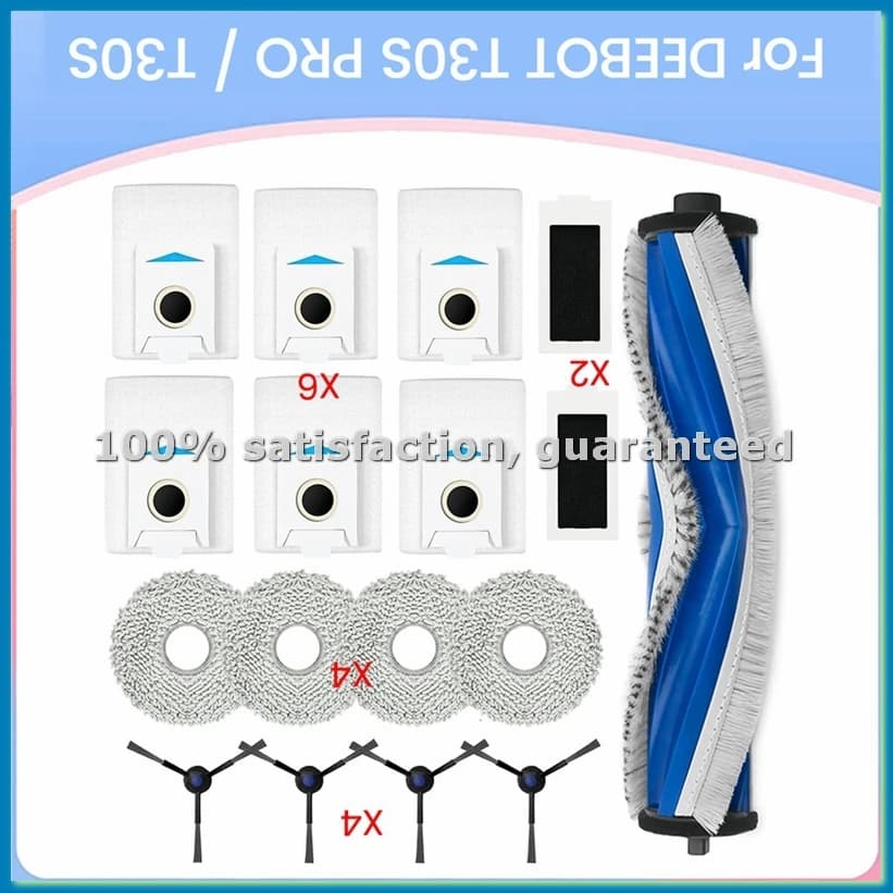 Accessori per Robot Aspirapolvere T30S PRO / T30S, Spazzola Principale, Spazzola Laterale, Filtro HEPA, Panno per Mocio, Sacchetti Raccoglipolvere-A09G