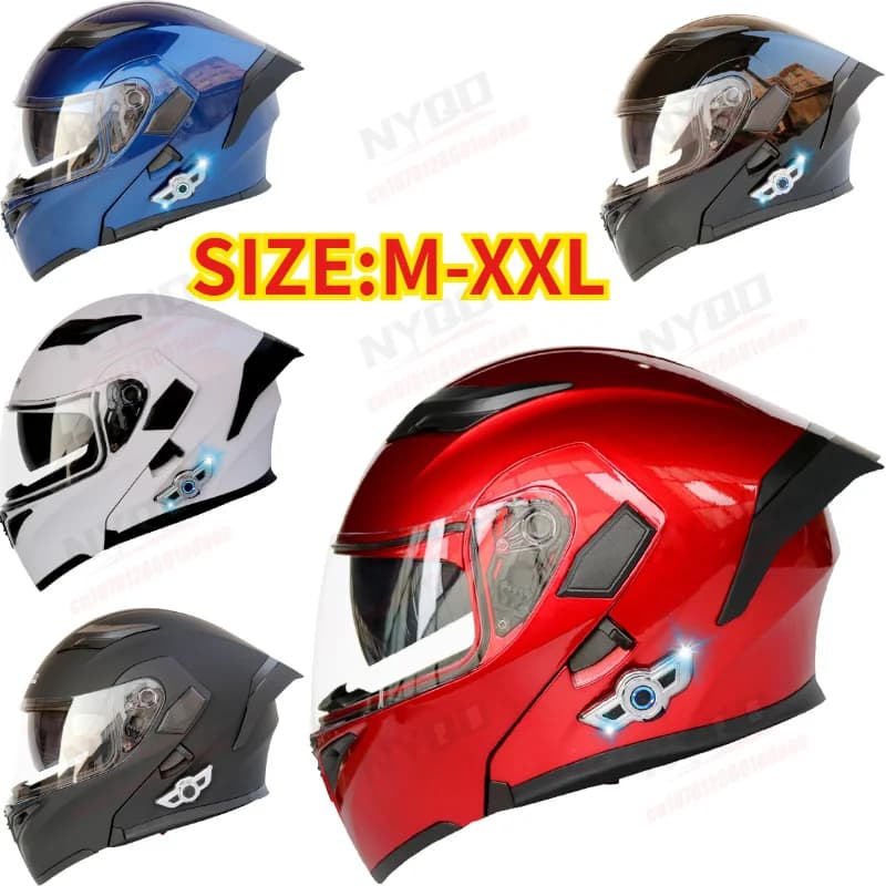 Casco da moto Bluetooth Kuqibao, modulare apribile con spoiler, batteria a lunga durata per e-bike e guida