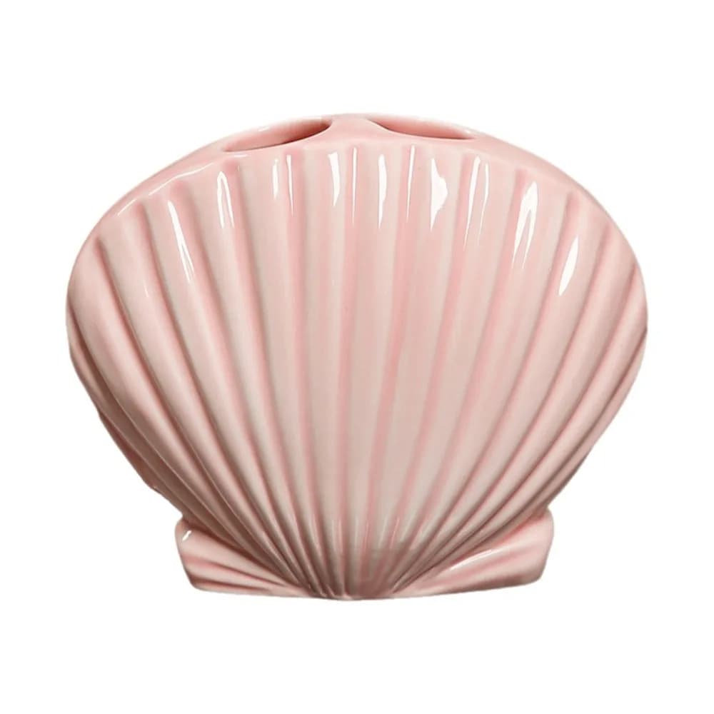 Fashionable 3D Shell Shape Toothbrush Holder Cartoon Ceramic Toothbrush Holder Decorative Toothbrush Seat Bathroom Storage