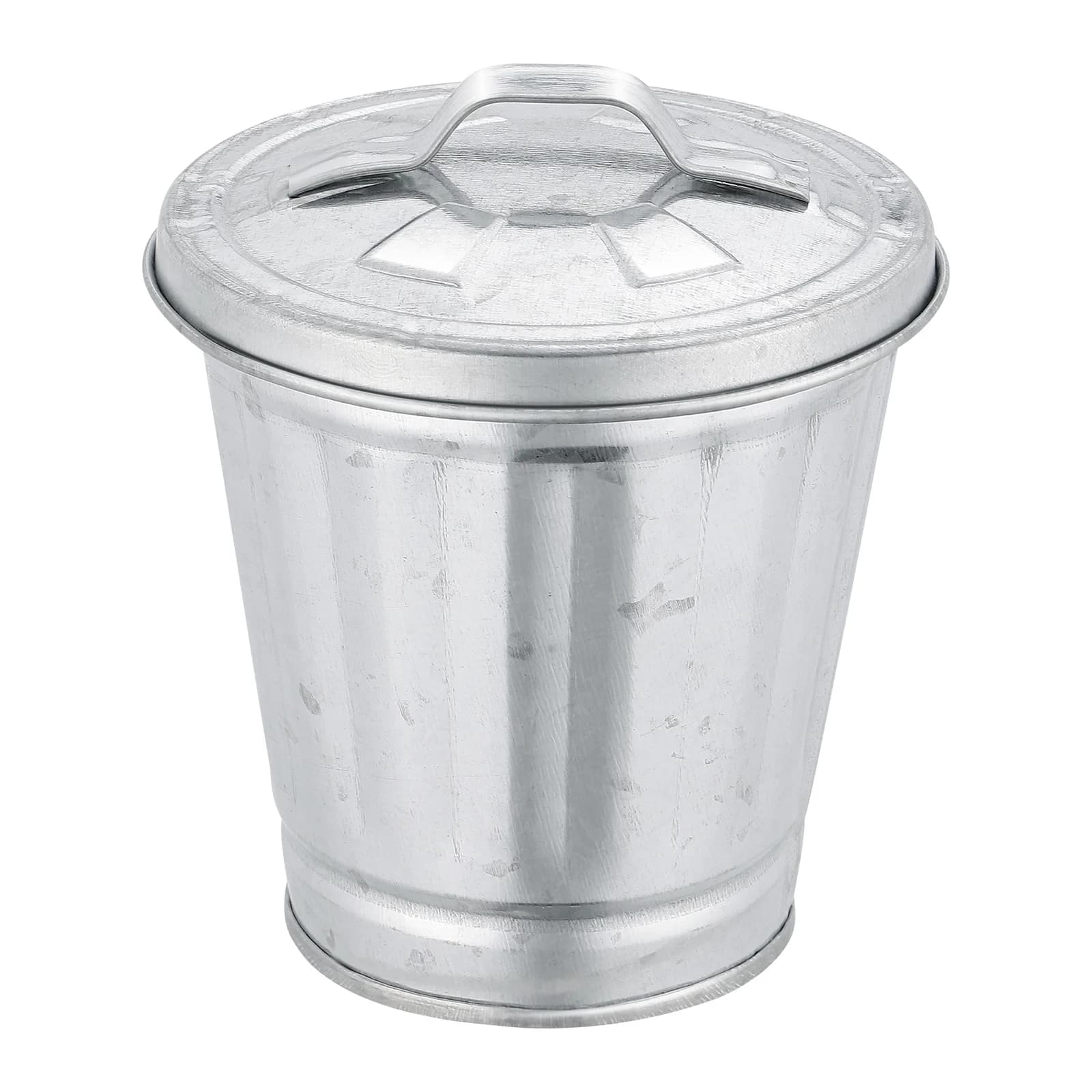 Mini pattumiera in miniatura pattumiera in acciaio inox metallo ufficio zincato coperchio pattumiera