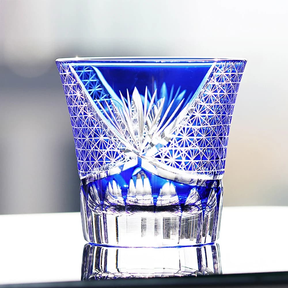 Bicchieri da vino in cristallo intagliati a mano Edo Cut, bicchieri da whisky creativi, boccali da birra in stile giapponese con motivo a crisantemo