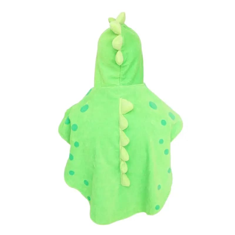 ABXE-Bathroom towel for children, beach poncho with hood, dinosaur model (green+white 55 cm x 110 cm)