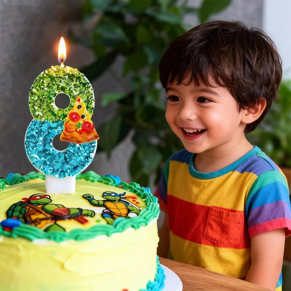 Candele a Tema Tartarughe Ninja (TMNT) con Numeri da 0 a 9, Candele Decorative per Torte di Compleanno per Bambini, Regali per Feste Baby Shower