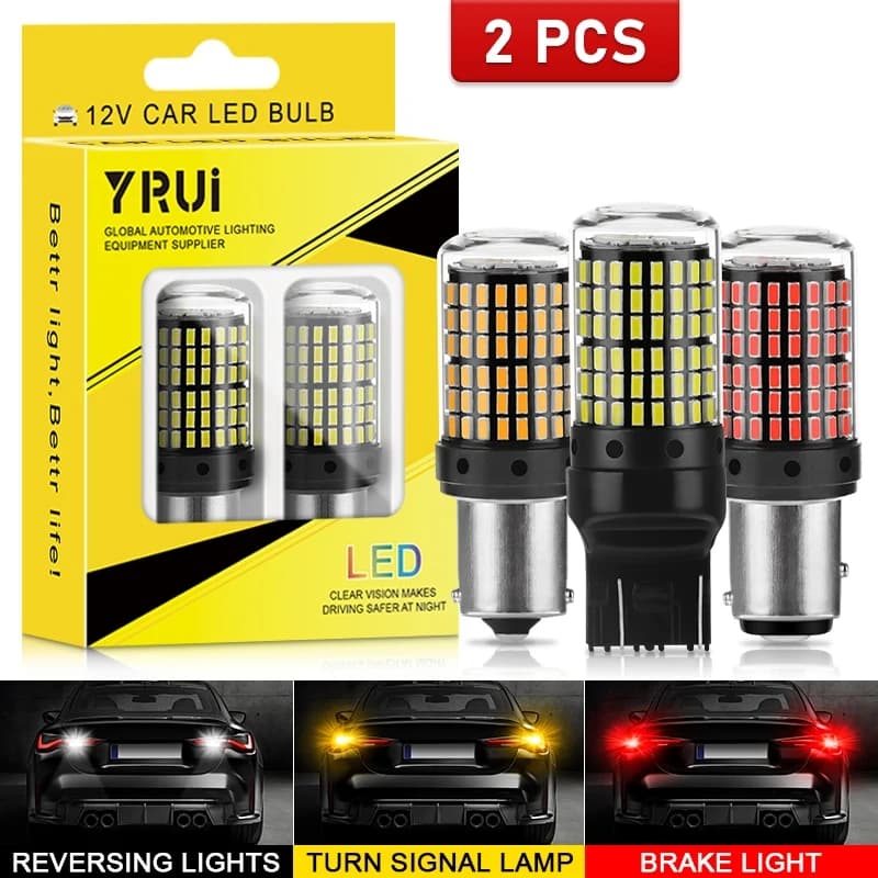 YiRui 2 pcs 12-48 V New LED bulbs 144smd Lamp Reverse direction indicator BA15S P21W BAU15S PY21W 7440 W21W P21/5W 1157 BAY15D