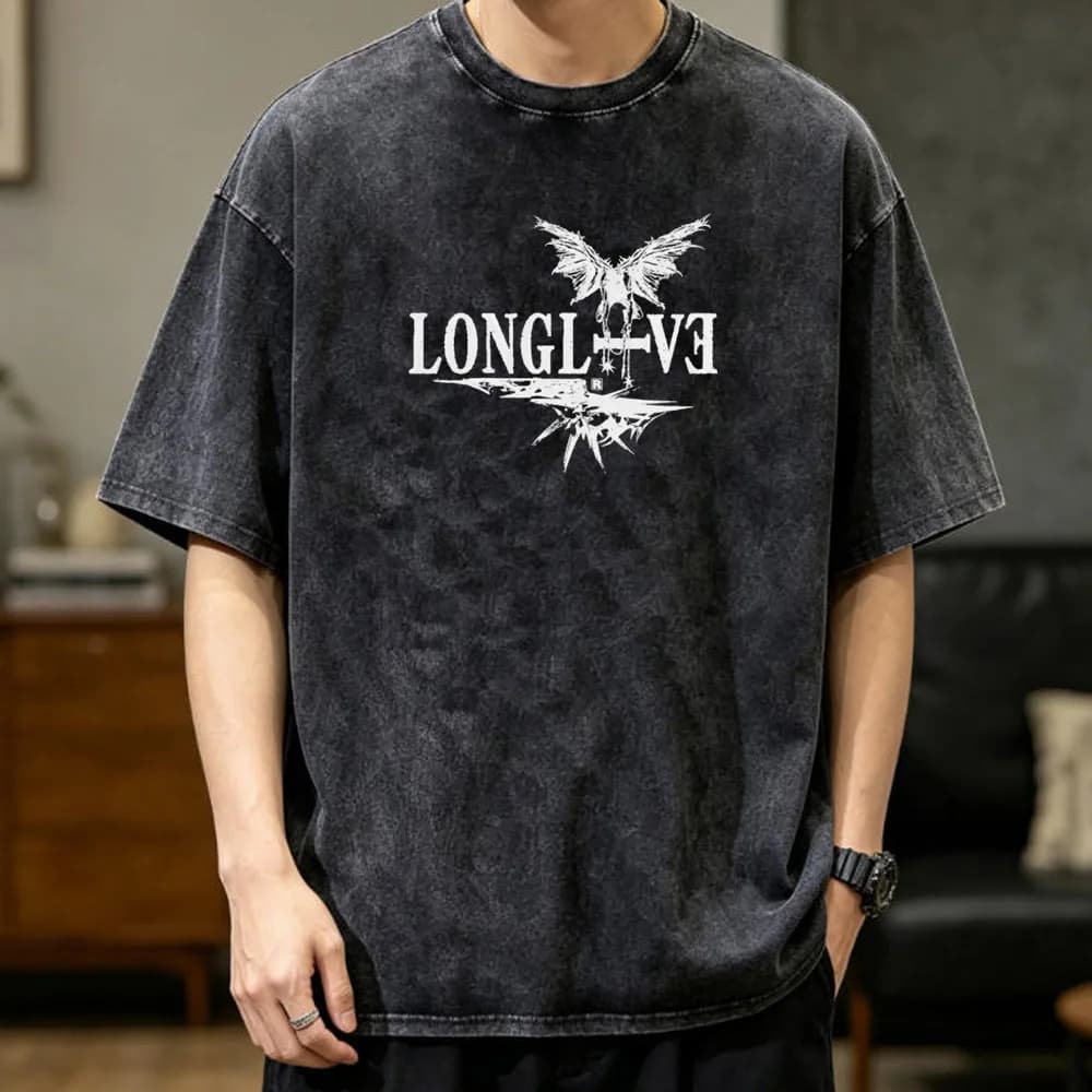 Death Note Vintage Washed cotton t shirt men kawaii Pop Culture Punk anime t shirt Comfortable University streetwear 80s