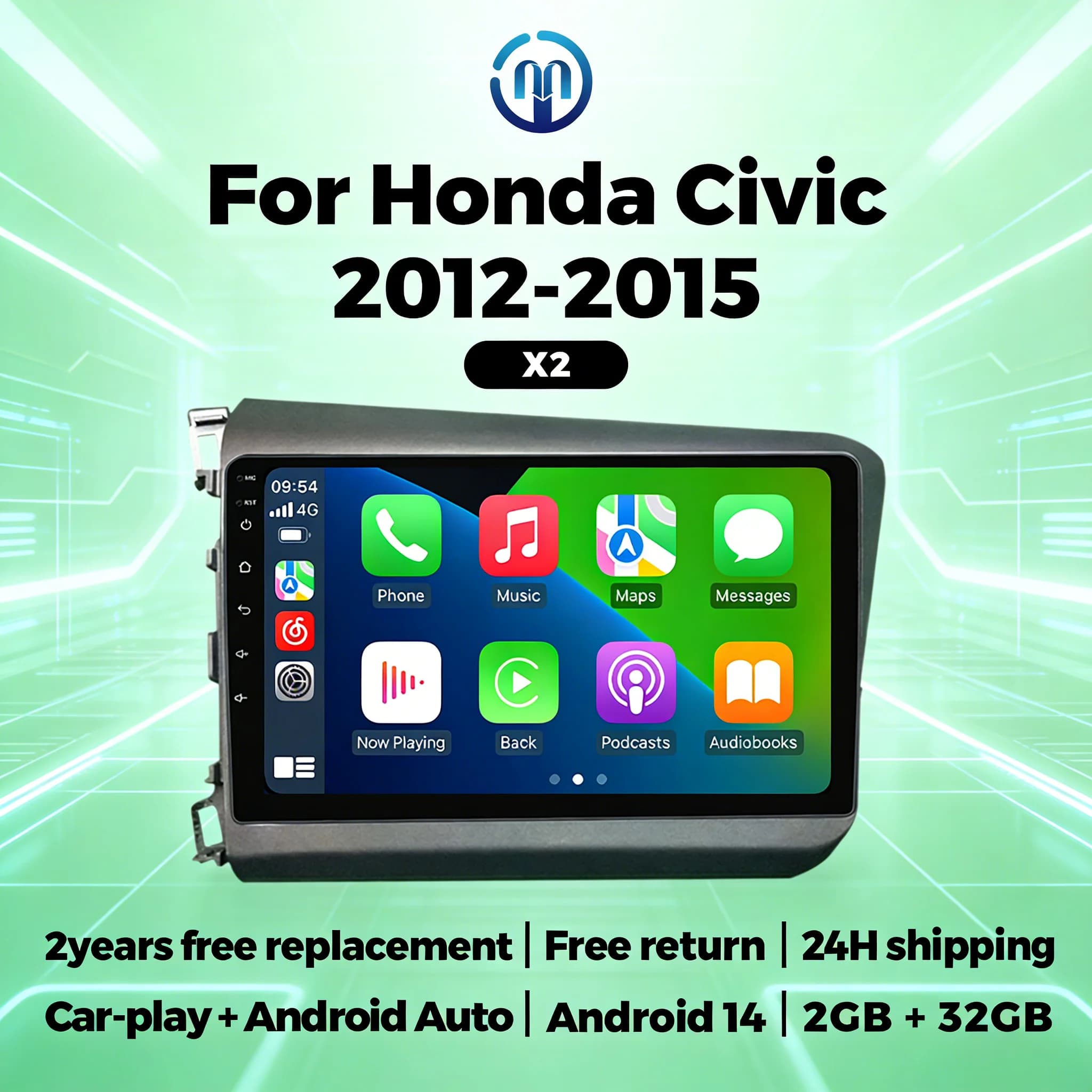 9 pollici Android Auto Wireless Carplay Per Honda Civic 2012-2015 Autoradio Stereo Auto Lettore Multimediale Sistema Per Auto Intelligente RDS